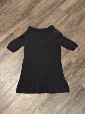 Mudd Black Off-the-Shoulder Foldover Collar Sweater